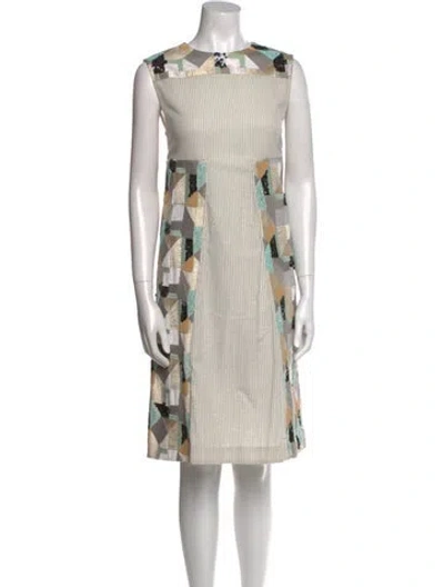 Pre-owned Suno Printed Knee-length Dress In Neutral