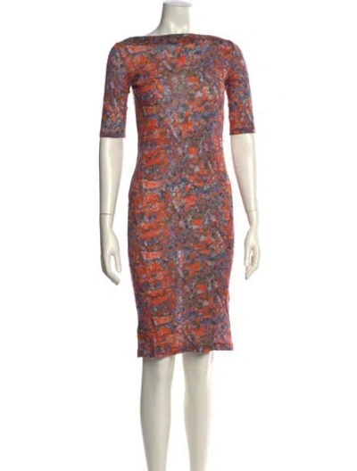 Pre-owned Suno Printed Knee-length Dress In Orange