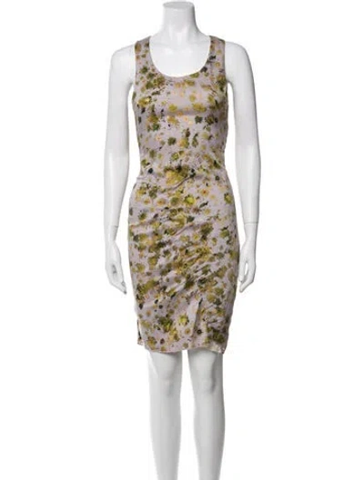 Pre-owned Suno Printed Knee-length Dress In Purple