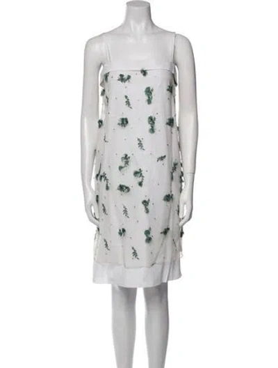 Pre-owned Suno Printed Knee-length Dress In White