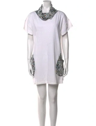 Pre-owned Suno Printed Knee-length Dress In White