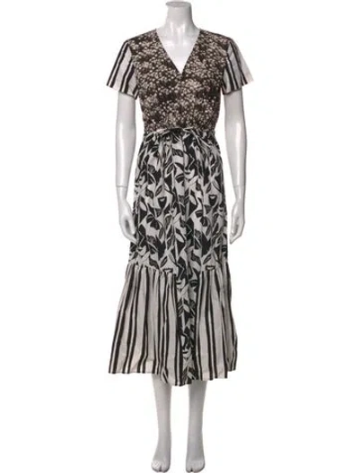 Pre-owned Suno Printed Long Dress In Black