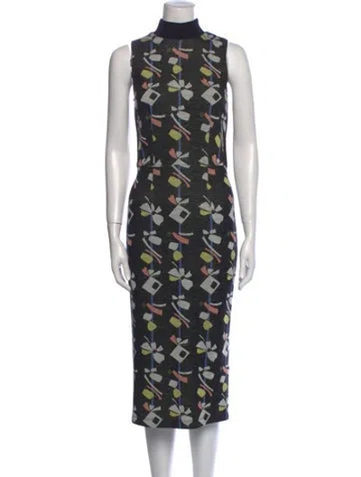 Pre-owned Suno Printed Long Dress In Gray