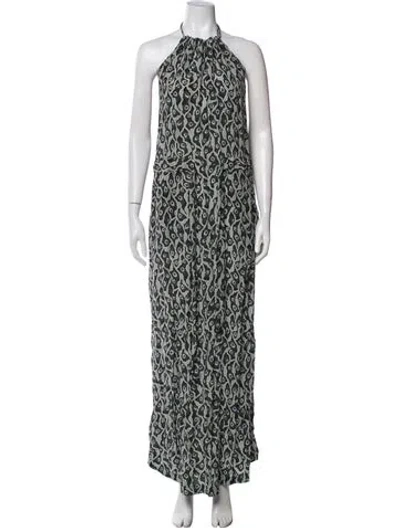 Pre-owned Suno Printed Long Dress In Green