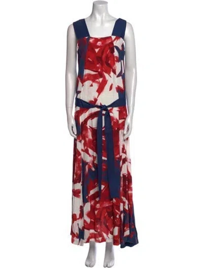 Pre-owned Suno Printed Long Dress In Red