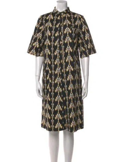 Pre-owned Suno Printed Midi Length Dress In Black
