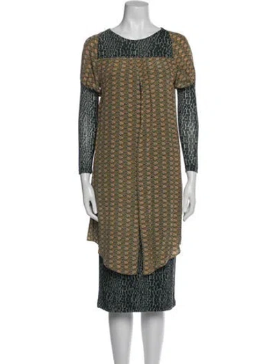 Pre-owned Suno Printed Midi Length Dress In Blue