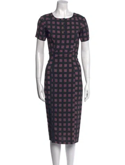 Pre-owned Suno Printed Midi Length Dress In Blue