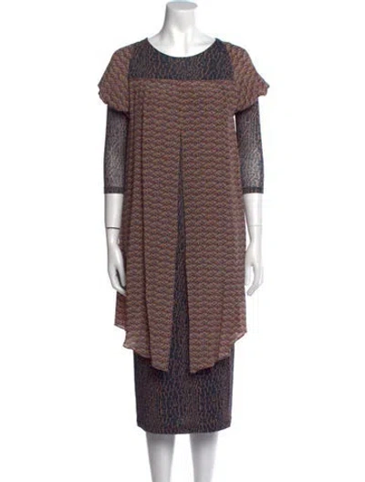 Pre-owned Suno Printed Midi Length Dress In Blue