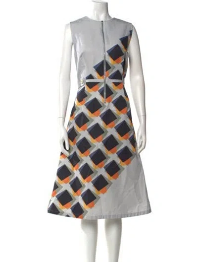 Pre-owned Suno Printed Midi Length Dress In Blue