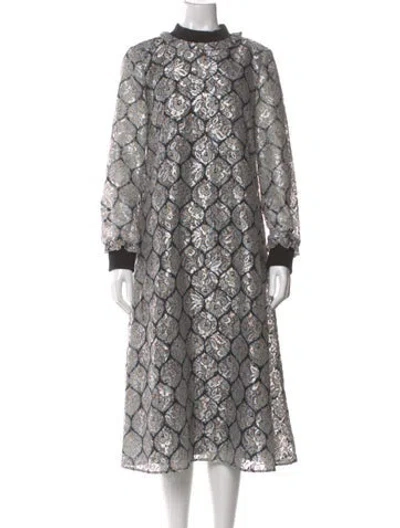 Pre-owned Suno Printed Midi Length Dress In Blue