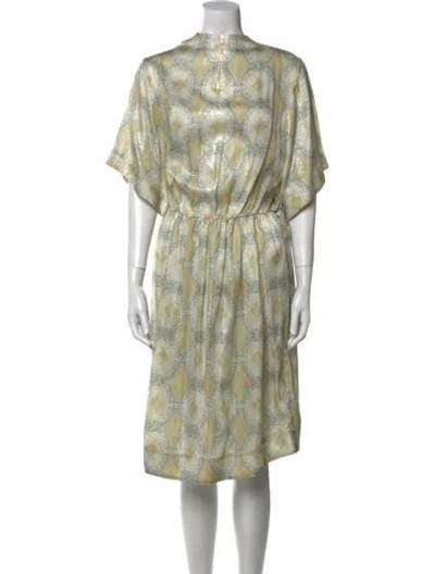 Pre-owned Suno Printed Midi Length Dress In Green