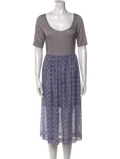 Pre-owned Suno Printed Midi Length Dress In Multi