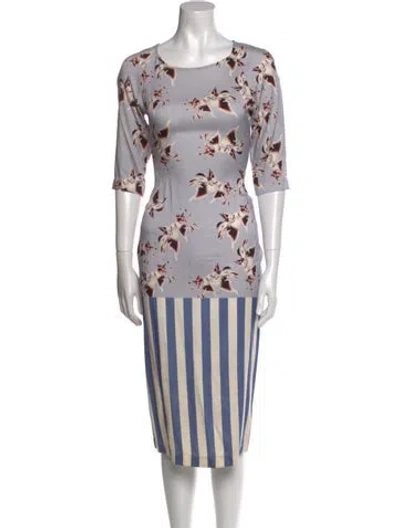 Pre-owned Suno Printed Midi Length Dress In Multi