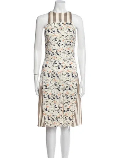 Pre-owned Suno Printed Midi Length Dress In Neutral