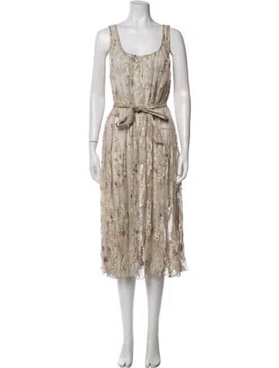 Pre-owned Suno Printed Midi Length Dress In Neutral