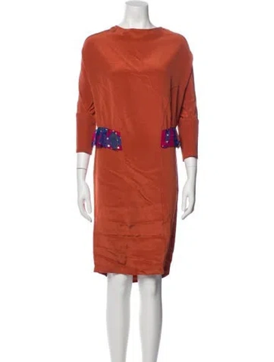 Pre-owned Suno Printed Midi Length Dress In Orange