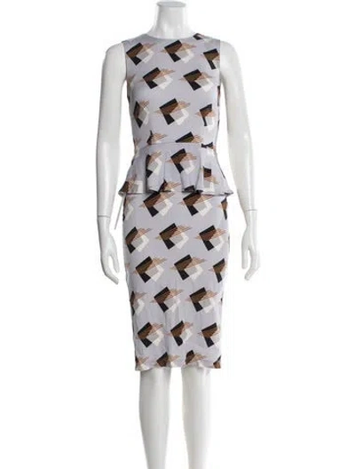 Pre-owned Suno Printed Midi Length Dress In Purple