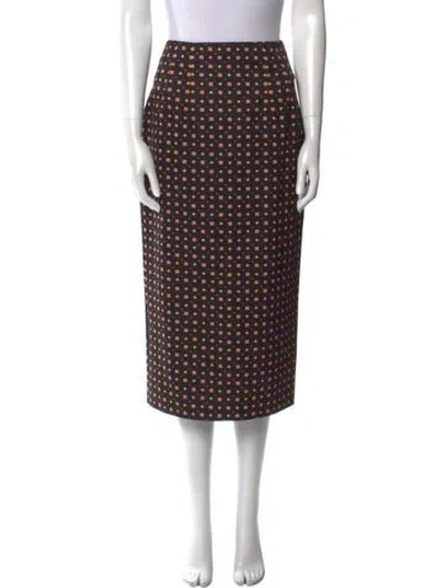 Pre-owned Suno Printed Midi Length Skirt In Black