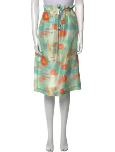 Pre-owned Suno Printed Midi Length Skirt In Green
