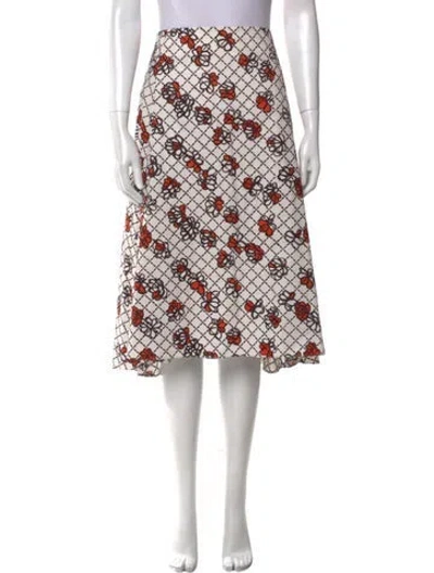 Pre-owned Suno Printed Midi Length Skirt In White