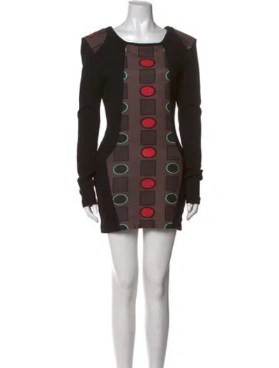 Pre-owned Suno Printed Mini Dress In Black