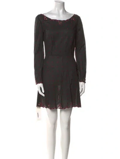 Pre-owned Suno Printed Mini Dress In Black
