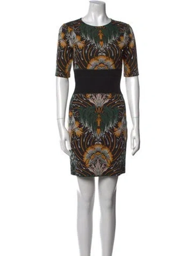 Pre-owned Suno Printed Mini Dress In Black