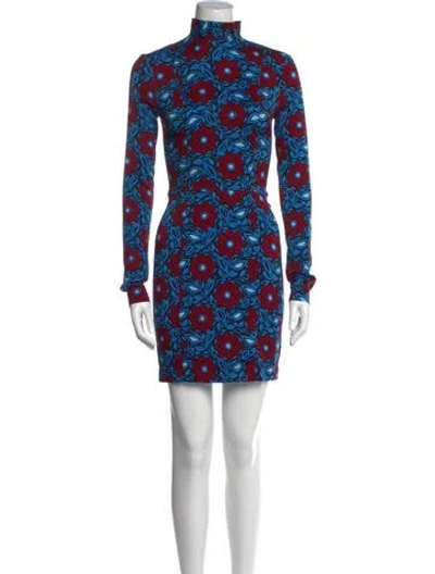Pre-owned Suno Printed Mini Dress In Blue
