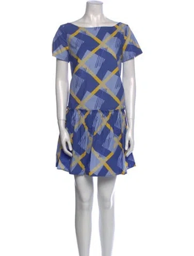 Pre-owned Suno Printed Mini Dress In Blue