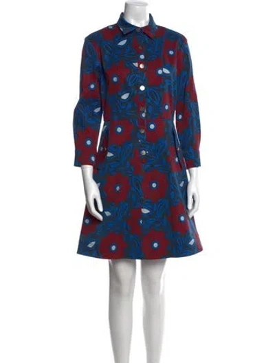 Pre-owned Suno Printed Mini Dress In Blue