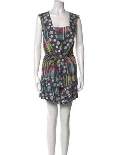 Pre-owned Suno Printed Mini Dress In Blue