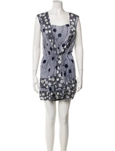 Pre-owned Suno Printed Mini Dress In Blue