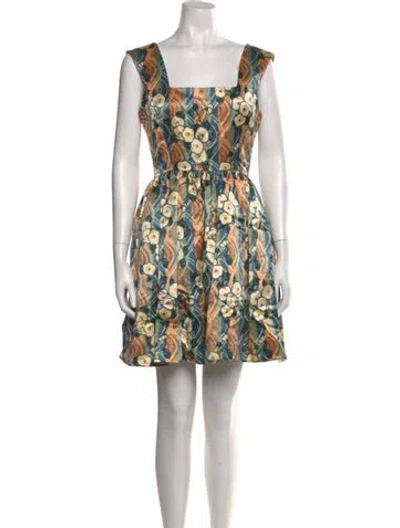 Pre-owned Suno Printed Mini Dress In Blue