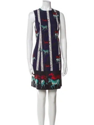 Pre-owned Suno Printed Mini Dress In Blue