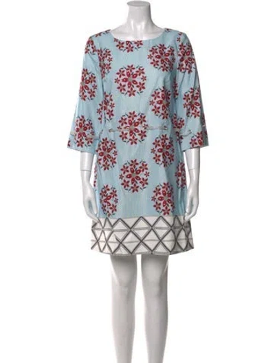 Pre-owned Suno Printed Mini Dress In Blue