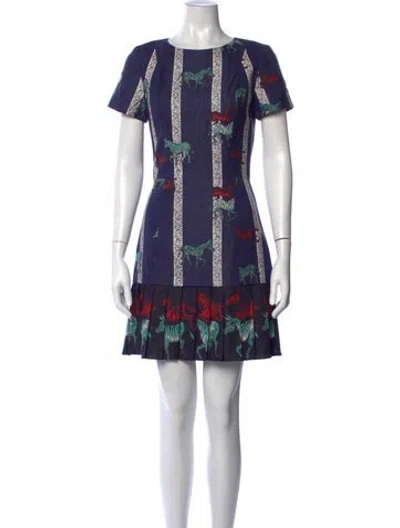Pre-owned Suno Printed Mini Dress In Blue