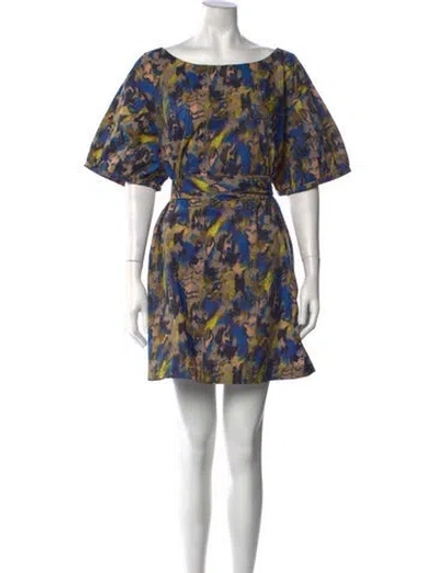 Pre-owned Suno Printed Mini Dress In Blue