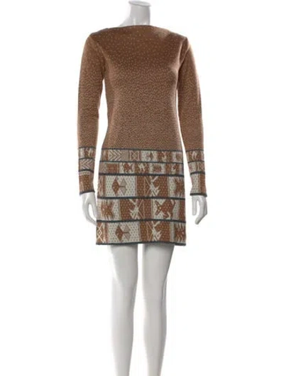 Pre-owned Suno Printed Mini Dress In Brown