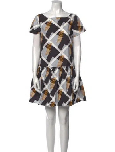 Pre-owned Suno Printed Mini Dress In Gray