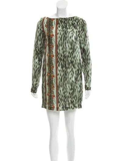 Pre-owned Suno Printed Mini Dress In Green
