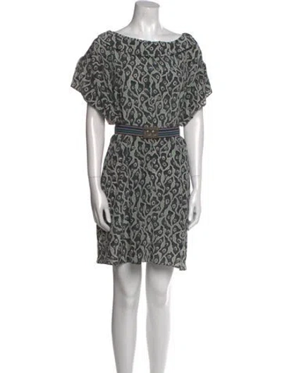 Pre-owned Suno Printed Mini Dress In Green