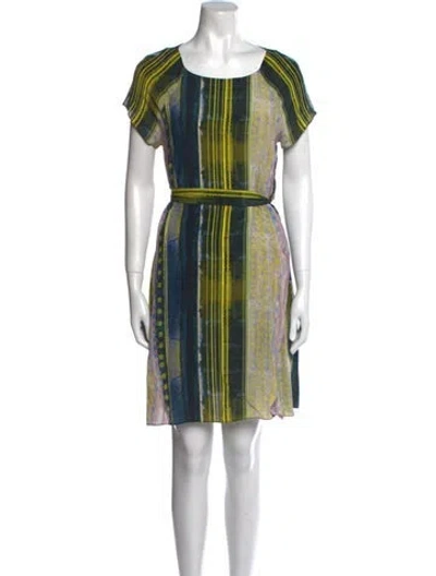 Pre-owned Suno Printed Mini Dress In Green