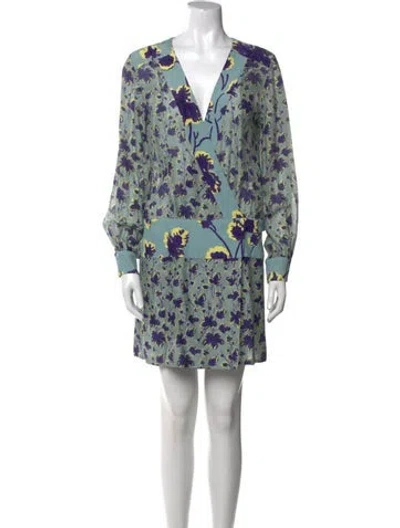 Pre-owned Suno Printed Mini Dress In Green