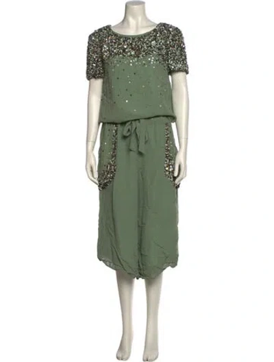 Pre-owned Suno Printed Mini Dress In Green