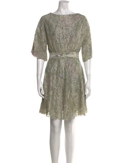 Pre-owned Suno Printed Mini Dress In Green