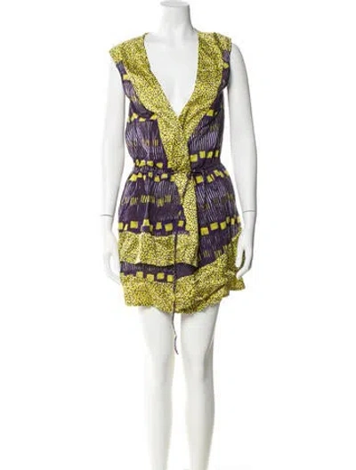 Pre-owned Suno Printed Mini Dress In Green
