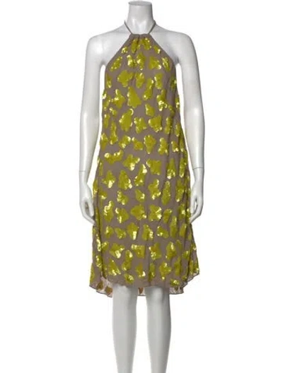 Pre-owned Suno Printed Mini Dress In Green