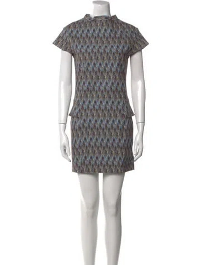 Pre-owned Suno Printed Mini Dress In Multi