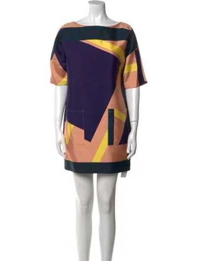 Pre-owned Suno Printed Mini Dress In Neutral